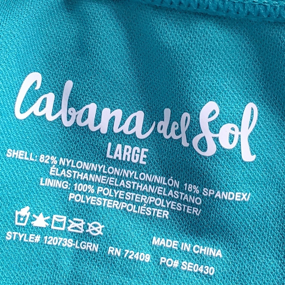 Cabana del Sol Bikini Bottoms Teal Solid High Cut Swim Beach Pool Large - Picture 4 of 5